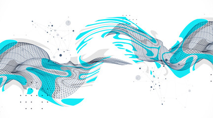 Wall Mural - The abstract wave is made in a frame style. Template for science and technology presentation. Vector art.