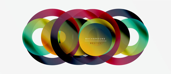 Wall Mural - Abstract colorful overlapping circles create modern design. Background features text indicating graphic element purpose. Simple, vibrant composition.