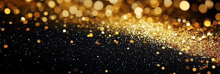Wall Mural - Stunning Elegant Black Background with Golden Glitter, Perfect for Festive and Creative Designs.