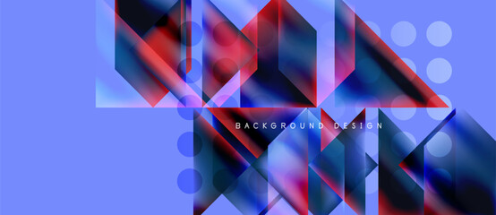 Wall Mural - Abstract geometric shapes, vibrant colors, blue background. Modern design elements create dynamic visual texture.