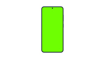 Wall Mural - Animated mockup of a smartphone with green chroma screen, front view. Smooth animation, ideal for app, UI, and web design showcases, product demos, and digital marketing