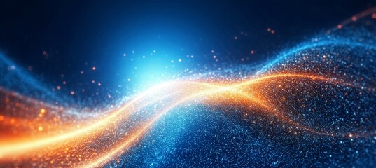 Canvas Print - Abstract Backdrop with Gradient Effect Featuring Blazing Colors and Flowing Technology Data Patterns