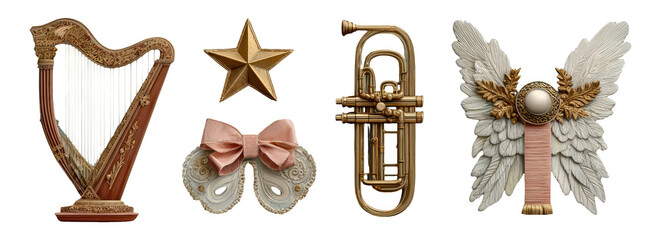 Wall Mural - Decorative Musical Instruments and Accessories in Vintage Style Design