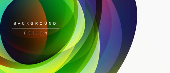 Wall Mural - Abstract colorful layers create dynamic visual effect. Vibrant hues blend, forming flowing shapes, modern design element.