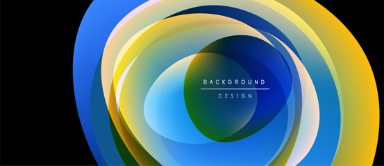 Wall Mural - Abstract layers create dynamic visual effect. Colors blend, forming circular composition. Modern design element for backgrounds.