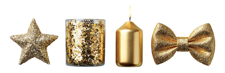Wall Mural - Glittering Gold Decorations for Festive Celebrations and Special Events