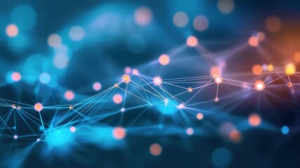 Wall Mural - Abstract network connections background with glowing light dots and lines, representing technology, data, and digital communication in a vibrant design