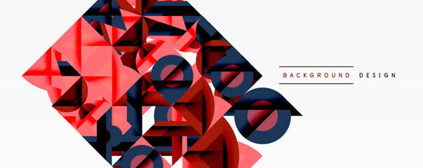 Wall Mural - Abstract geometric shapes, red, navy, white. Modern design, dynamic composition, clean lines, visual texture. Minimalist aesthetic.