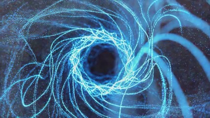 Wall Mural - Abstract blue vortex of swirling light particles creating a mesmerizing tunnel effect with depth and motion