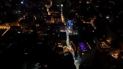 Wall Mural - Aerial view of rooftop bars and illuminated streets in Thamel, Kathmandu, Nepal