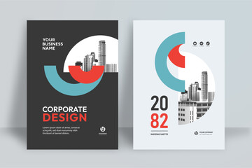 Wall Mural - Business Report Cover Template – Green Geometric Layout (A4)