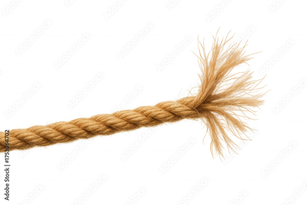 Weakness Rope Fraying rope showing concept of stress, weakness, danger, and breaking ...