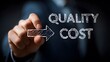 © Taha - Businessman's Finger Tapping a Holographic Ascending Row of White Arrows. Concept of Driving Business Growth, Performance Improvement, Achieving Success, and Strategic Focus