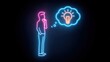 © SiyamBin - High quality photo of a neon silhouette person thinking about a bright idea bulb