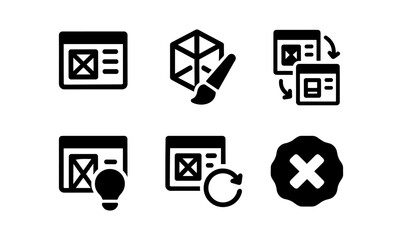 Wall Mural - Monochrome icons for web design and development tools