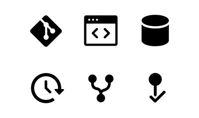 Wall Mural - Set of minimalist code and database icons for development projects