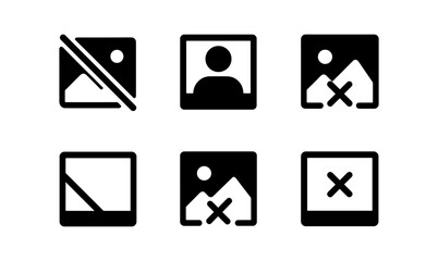 Wall Mural - Monochrome icon set for image loading and error states in web interfaces