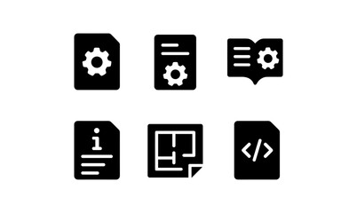 Wall Mural - Monochrome document and code icons grid for digital projects