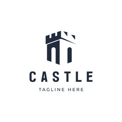 Wall Mural - Retro vintage castle logo template design with creative idea.