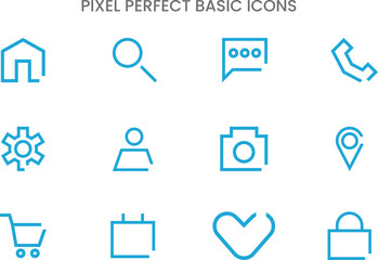 Collection of essential user interface line icons designed for web and mobile applications. Minimal and modern outline symbols for UX, UI, and app development projects, perfect for dashboards, website