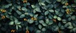 © istia - Deep Green Leaves with Golden Berries Background Image