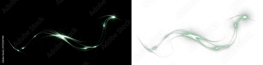 Dynamic Composition Overlay Abstract green light swirl overlay on black and white backgrounds ...