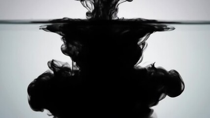 Poster - Abstract slow motion of rich black ink gracefully expanding and swirling in clear water magic, paint, elegant