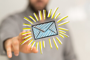 Modern concept of email marketing, communication, message, technology.