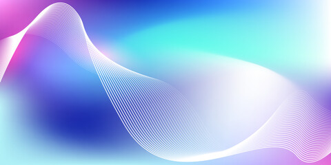 Wall Mural - Abstract blue gradient background with shining lines waves. Minimalist background for banner poster