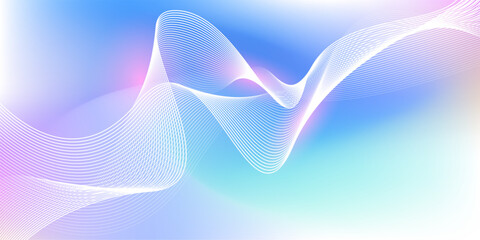 Wall Mural - Abstract blue gradient background with shining lines waves. Minimalist background for banner poster