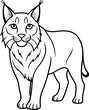 © PalashKanti - Elegant line art illustration of a wild lynx in profile showcasing its distinctive features and wild nature isolated on white background