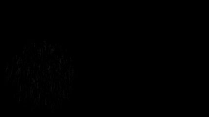 A stunning 3D animation of colorful fireworks exploding beautifully on a black background. Perfect for celebration themes, New Year intros, party visuals, or festive overlay effects. The glowing light