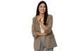 © PeopleVideos - Professional businesswoman smiling confidently, posing with crossed arms, looking at camera. Isolated on a transparent background