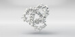 © Corona Borealis - Minimal abstract 3D composition with floating metallic spheres forming an organic and dynamic molecular structure. Science, biotechnology, artificial intelligence, data connections and complex systems