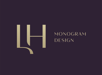 Wall Mural - LH letter logo icon design. Classic style luxury initials monogram.