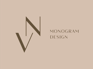 Wall Mural - VN or NV letter logo icon design. Classic style luxury initials monogram.