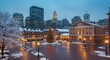 © Boom Boy - Boston's Faneuil Hall Marketplace Decorated for Christmas in Winter Snow christmas tree holiday