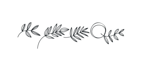 Wall Mural - Linear Botanical Branches and Circle Swirl