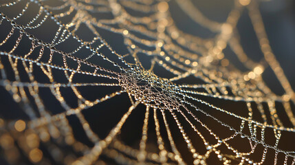 radial. Dew drops in a circular pattern along delicate spider web threads. wildlife magazines, conservation campaigns, designed for wildlife conservation campaigns, supports conservation.