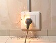 © Motoko - 古びた壁のコンセントで発生するトラッキング火災