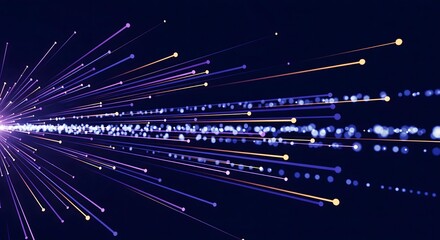 Abstract background of data particles moving at high speed. A futuristic concept of information transfer, big data, and network explosion.