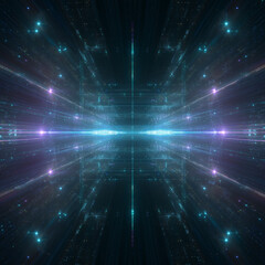 Wall Mural - Abstract Digital Universe: An immersive digital vista showcasing the intricate interconnectedness of data and the boundless nature of the digital realm. 