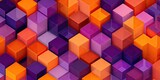 A vibrant, abstract composition of varying sized cubes in warm tones and cool shades