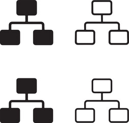 Isolated information technology icons, black computer network symbol, digital IT connection vector, minimal data communication design, tech business system set, innovation icon