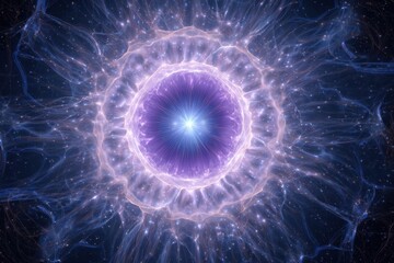 Wall Mural - Vibrant Cosmic Nebula with Radiating Energy in Deep Space Abstraction.