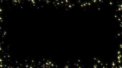 Wall Mural - christmas stars twinkle border frame on black background animation, winter holiday and new year celebration motion background
