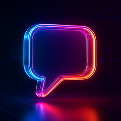 Neon glowing speech bubble representing online communication messaging chat and modern digital conversation technology