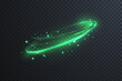 © Максим Славов - Luminous green light circle with radiant particles and vortex swirl. Abstract neon effect for sci-fi, cosmic, or digital interface design projects.