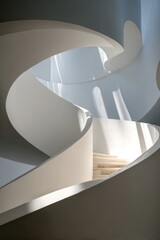 Wall Mural - Modern architectural spiral staircase with soft natural light and curves