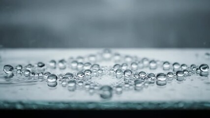 Wall Mural - Mesmerizing time lapse of individual hailstones forming intricate patterns on a clear glass surface during a storm weatherphenomenon, droplets, clean